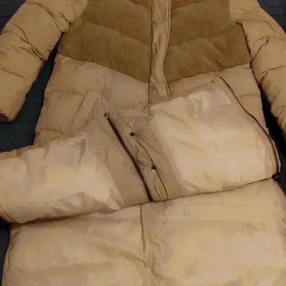 Bernie Bernardo midi coat with teddy bear scent beige US Sz Small - Picture 9 of 10
